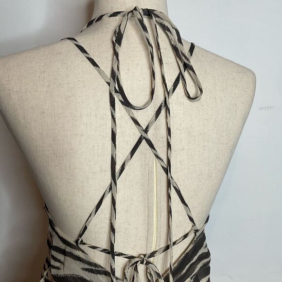 NWT Olivaceous Zebra Safari Print Ruffle Slit Side Maxi Dress Medium - Picture 5 of 12